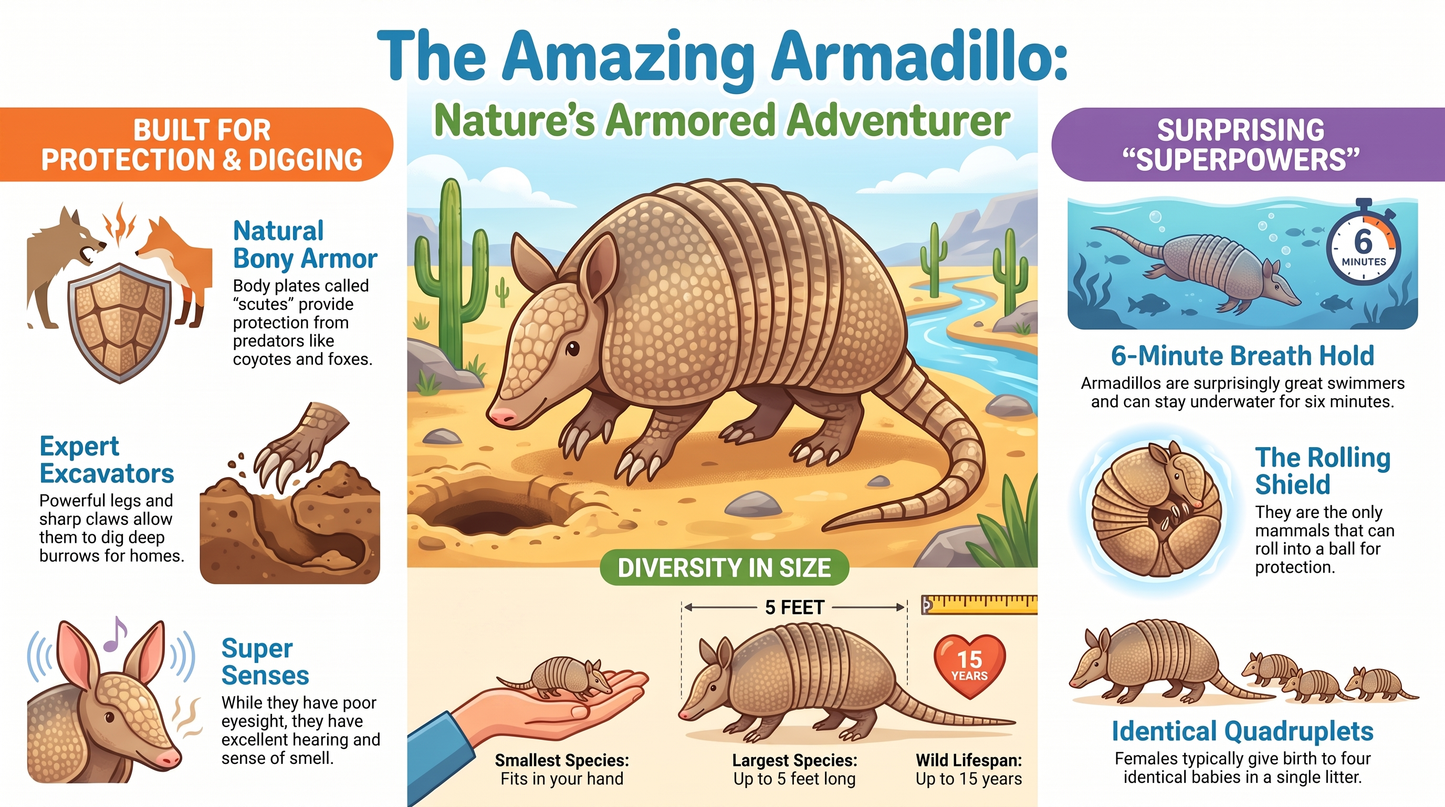 Awesome Adventures in the World of Animals Armadilo