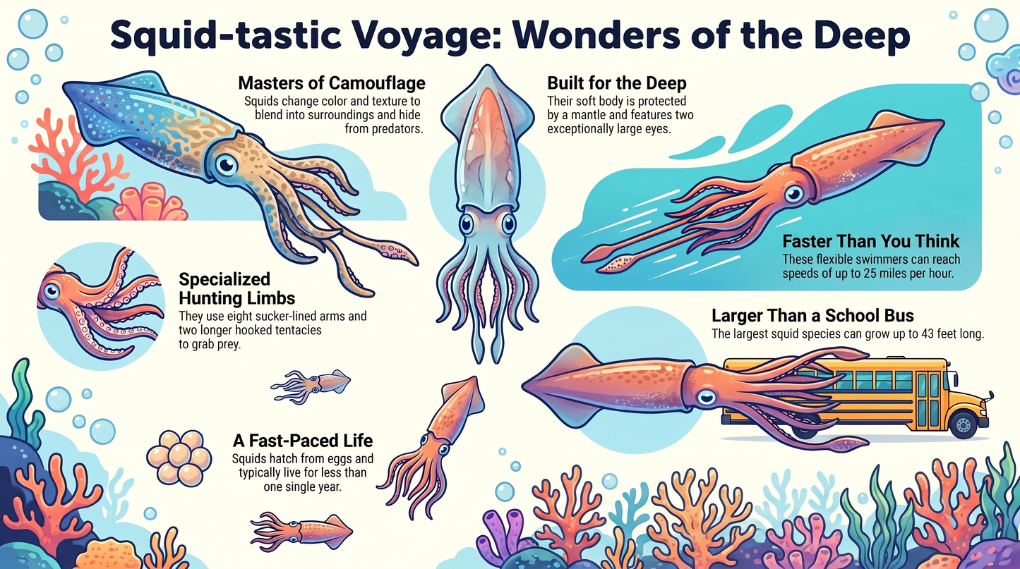 Awesome Adventures in the World of Animals Squid